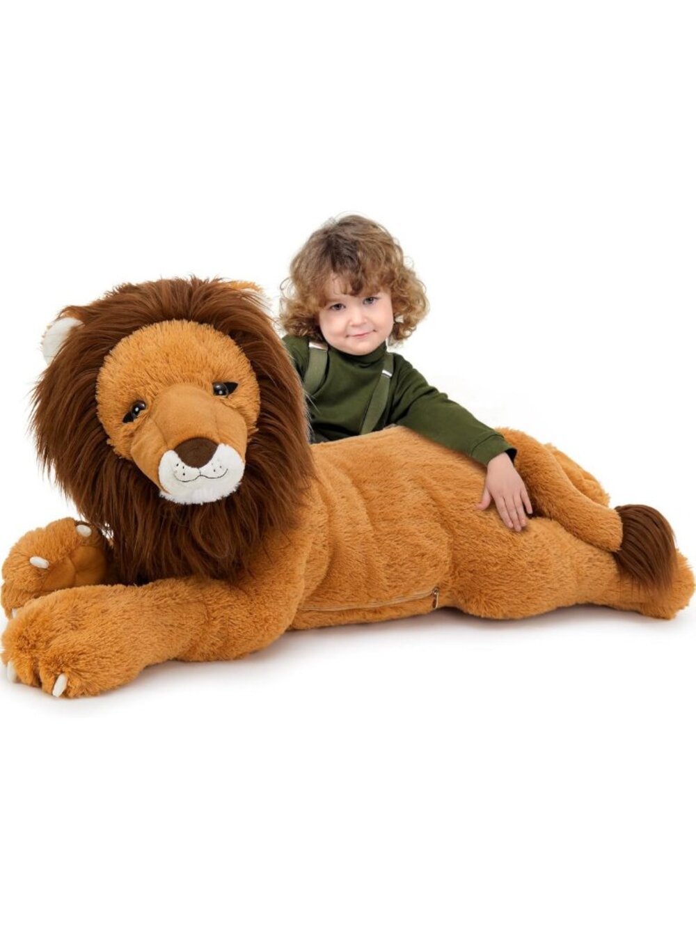 Giant 43" Realistic Lion Stuffed Animal Body Pillow - Soft Plush Cuddly Toy